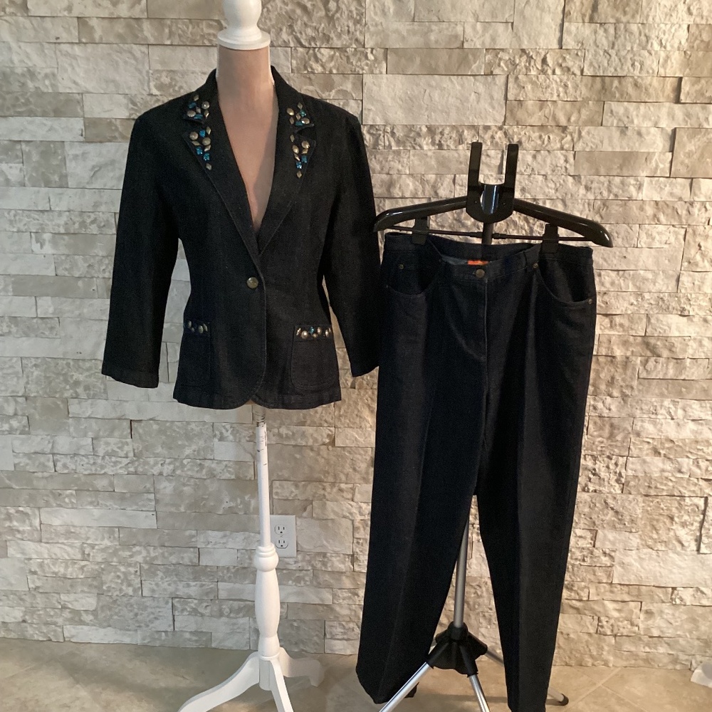 Vintage Heart of Palm Denim Jacket and Trousers Set